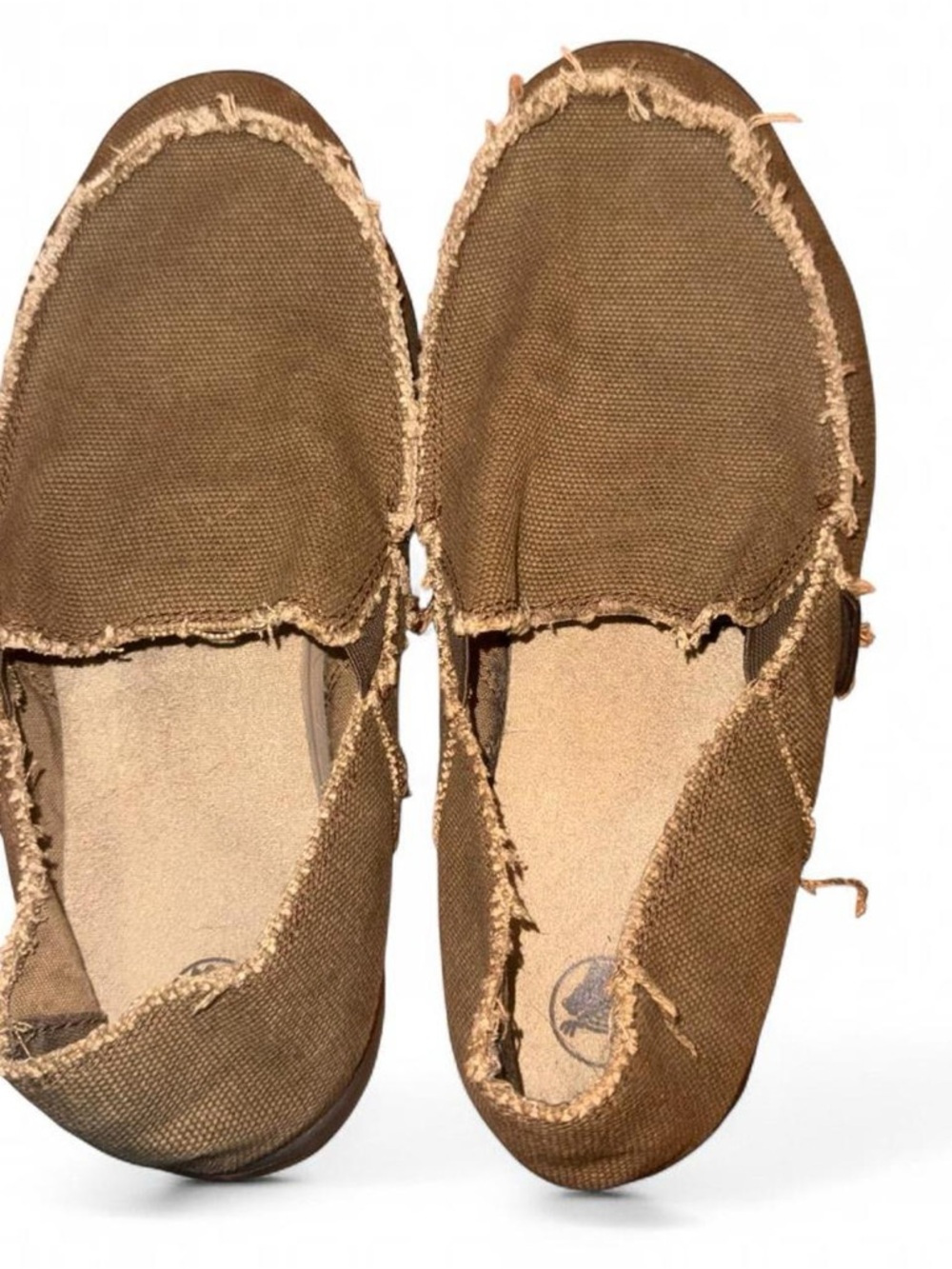 CROCS Brown Frayed Canvas Slip-On